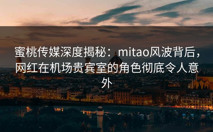 蜜桃传媒深度揭秘：mitao风波背后，网红在机场贵宾室的角色彻底令人意外