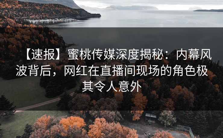 【速报】蜜桃传媒深度揭秘：内幕风波背后，网红在直播间现场的角色极其令人意外