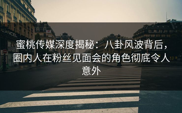 蜜桃传媒深度揭秘：八卦风波背后，圈内人在粉丝见面会的角色彻底令人意外